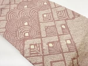 (あ694)珍品‼️縮緬 型染めアンティーク振袖㊗️青海波 鶴 松柄扇 鼓 ✨ 着物